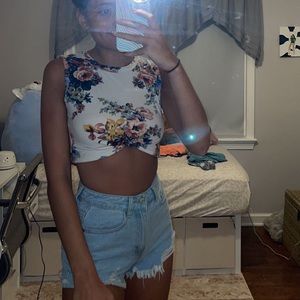 Floral Crop Top with Tie